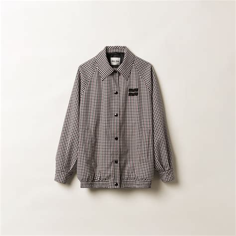 miu miu gingham jacket|Burgundy Gingham Check Blouson Jacket .